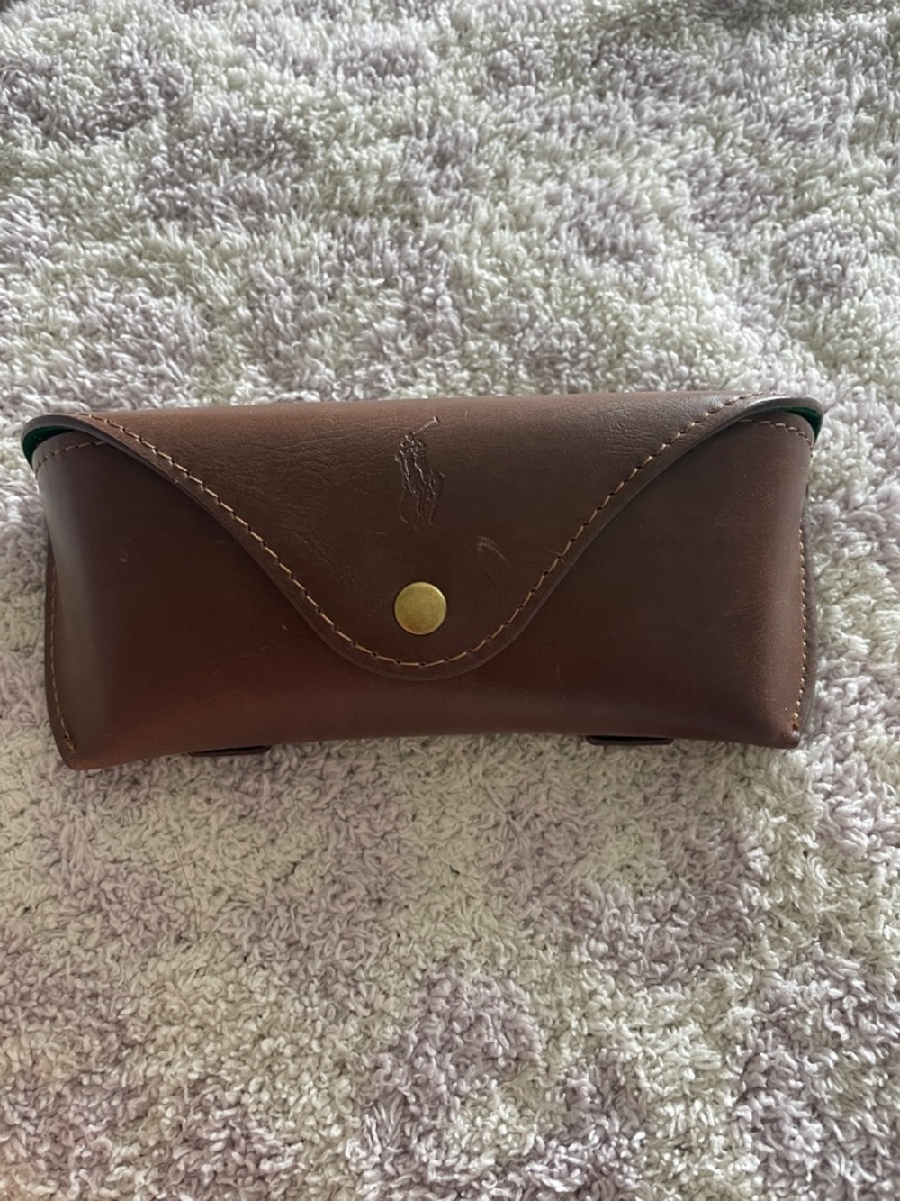 Ralph Lauren Brown Leather Sunglasses Case with Gold Snap